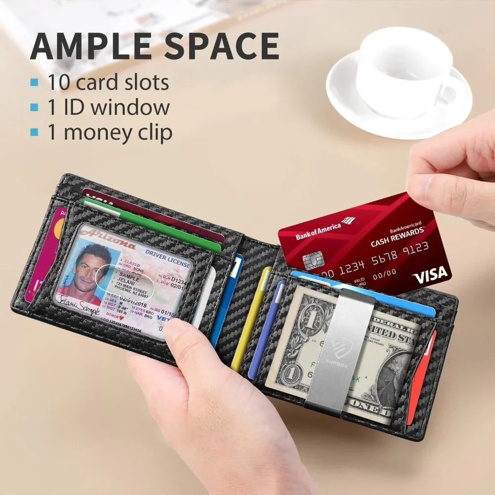 Mens Slim Wallet with Money Clip RFID Blocking Bifold Credit Card Holder for Men